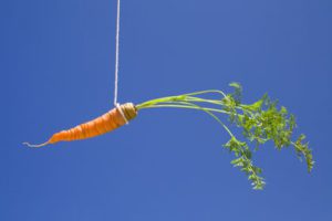 a carrot in the sky, like a bait