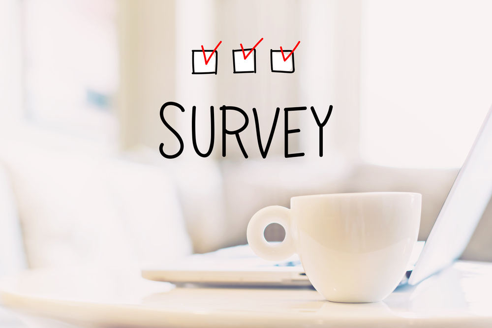 Survey concept with a cup of coffee